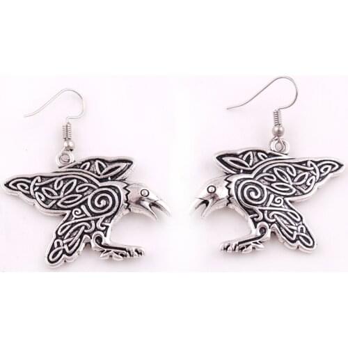 Raven Charm Morrigan Crow Amulet With CT Spirals Pendant Earrings Jewelry For Woman Best Gift Free Shipping