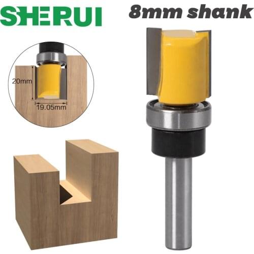 1PC 8mm Shank Template Trim Hinge Mortising Router Bit Straight end mill trimmer cleaning flush trim Tenon Cutter forWoodworking