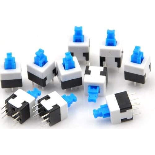 10pcs/lot Square 8x8 6 Pin DPDT Mini Push Button Self-locking Switch Multimeter Switch
