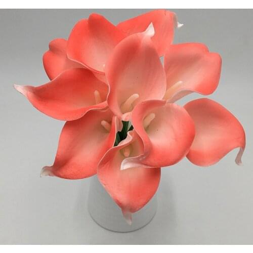 100 Coral Calla Lily Flowers Real Touch Calla Lilies Bouquets PU Latex Flowers For Bridal Bouquet Wedding Centerpieces Wholesale