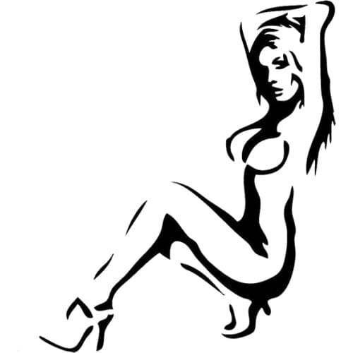 13.2*15.6CM Sexy Girl Silhouette Of Car Decals Reflective Vinyl Car Stickers Black/Silver C7-0807