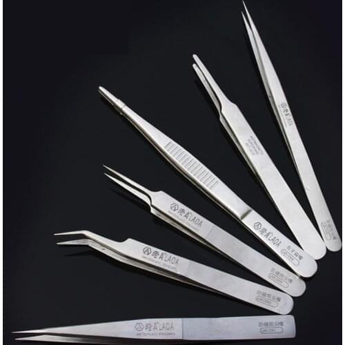 2pcs LAOA Stainless Tweezers Soldering Tweezers Forceps Pincers Pinzas Pincet Pinzette pinzas precision tools