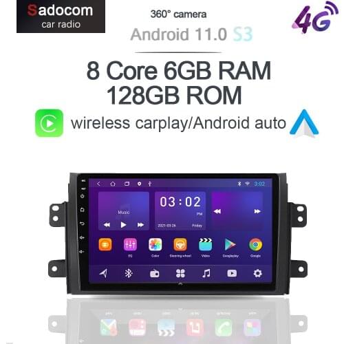 360 Panoramic Camera Carplay 6G+128GB Android 10.0 Car DVD Player GPS Map WIFI Bluetooth RDS Radio For Suzuki SX4 2006-2012 2013