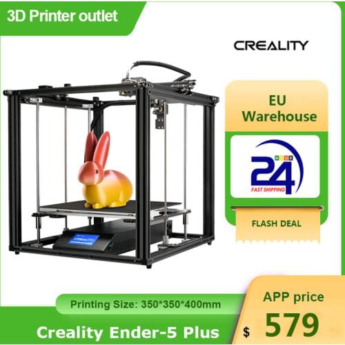 Creality 3D Ender-5 Plus 3D Printer 350*350*400mm Large Build Volume with 4.3 Inch Touchscreen Removable Tempered Glass Plate