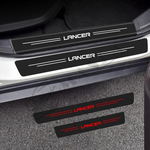 4Pcs Car Threshold Stickers For Mitsubishi Lancer 9 10 X 2002 2003 2004 2005 2006 Carbon Fiber Scuff Plate Cover Car Accessories