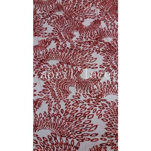 5yards HL005 dark red glued sparkle glitter mesh net tulle lace fabric for india african sawing /evening dress