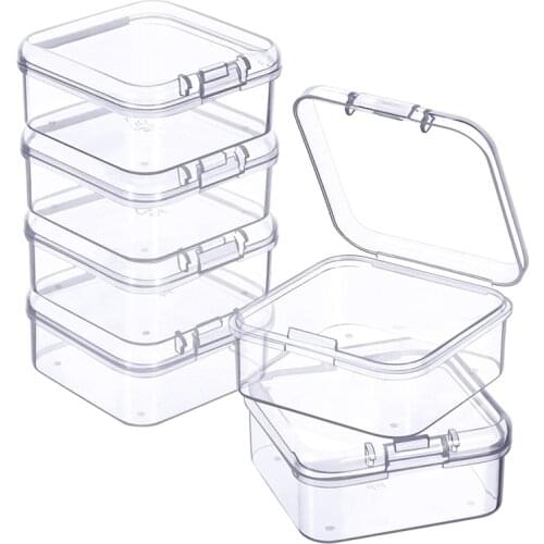 6 Pieces Mini Plastic Clear Storage Box for Collecting Small Items, Beads, Jewelry, Business Cards