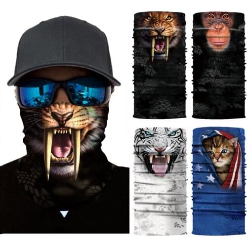 Seamless Magic Bandana Animal Monkey Shark Neck Warmer Tube Gaiter men and women Scarf Headband Snowboard Bicycle Headwear snood