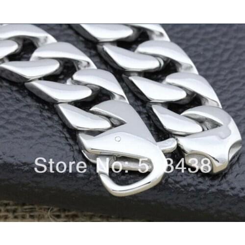 High Polished 316 stainless steel Jewelry 15mm wide cuban curb link bracelet bangle for Boy Mens Gifts