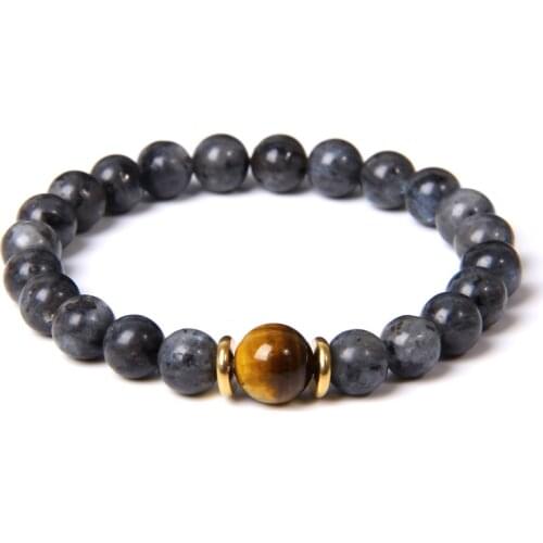 Labradorite Bracelets For Men Polished Tiger Eye Bracelet Women Gold Charm Bangle Fashion Jewelry Natural Stone Pulsera Couples