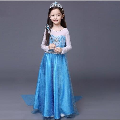 Brand High Quality Snow Romance Princess Dress Elsa/Anna Cosplay Costume Girls dress Aisha Childrens Party Dress 3T-14T