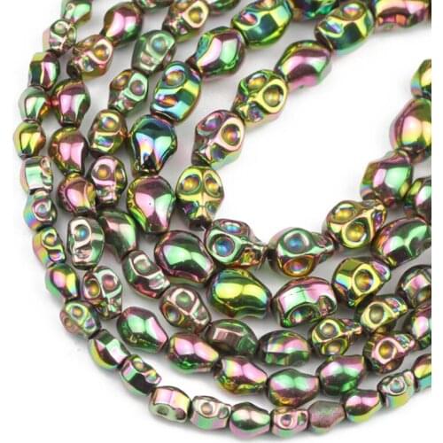 Skull Head Hematite Natural Stone New Green Spacer Charms Loose Beads For Jewelry Making Diy 4x6/6x8/8x10MM Bracelet Accessories