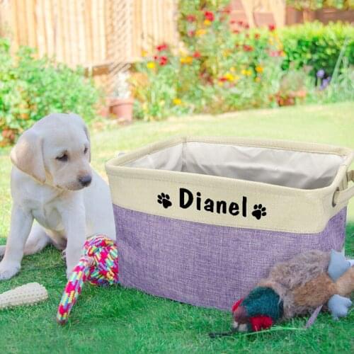 Household Dog Toys Storage Baskets Foldable Canvas Pet Toys Storage Box For Dogs Cats Stuff Clothes Shoes Pet Accessories
