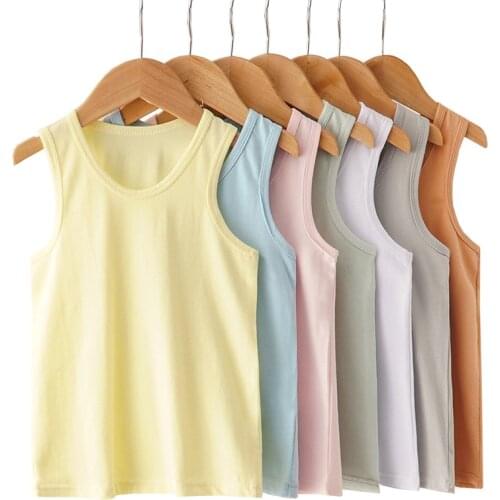 Childrens top undershirt boys kids clothes toddler tank top boys singlet cotton soft girls summer tops sleeveless tshirt teen