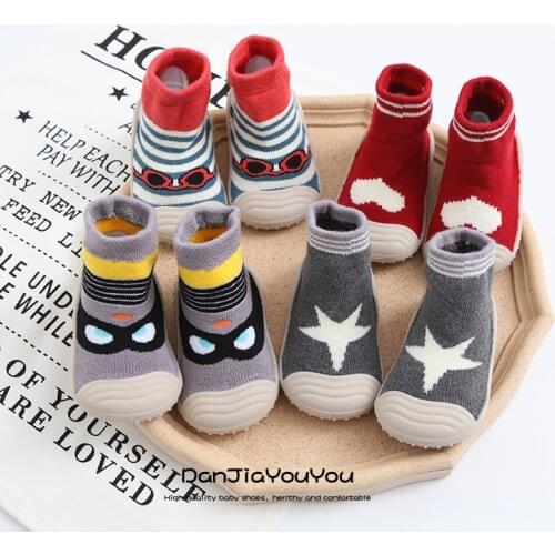 Baby Shoes Winter Warm Thick Cotton Cartoon Non-slip Floor Socks Girls Boys Kids Soft Rubber Sole Toddler Socks Infant Shoes