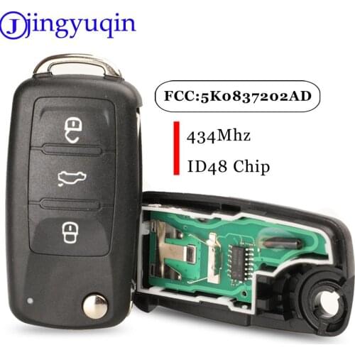Remote Key Shell 434MHz ID48 Chip 5K0837202AD For VW Golf Tiguan Polo Passat CC SEAT Skoda Mk6 Octavia Jetta Beetle 3 BTN Flip