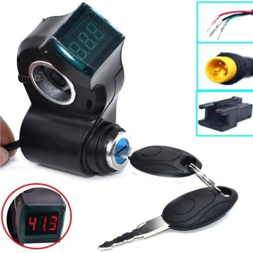 Electric Bicycle Thumb Throttle Voltmeter Digital Voltage Display Switch Power with Key Lock E-Bike Finger Thumb Throttle