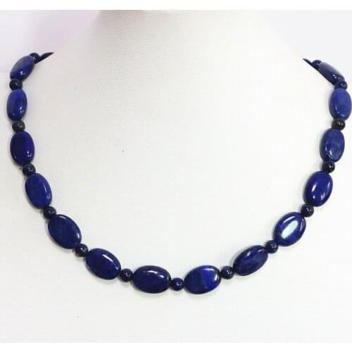 Beautiful blue natural lapis lazuli 13*18mm oval beads 6mm spacer accessories high grade women diy necklace 18inch B1449
