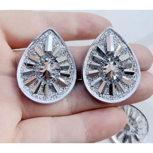 30X 40mm metal color water drop Resin Gems Cabs 25mm Round Rhinestones Flat Back For Indigenous Art Native Beader 8pieces/lot