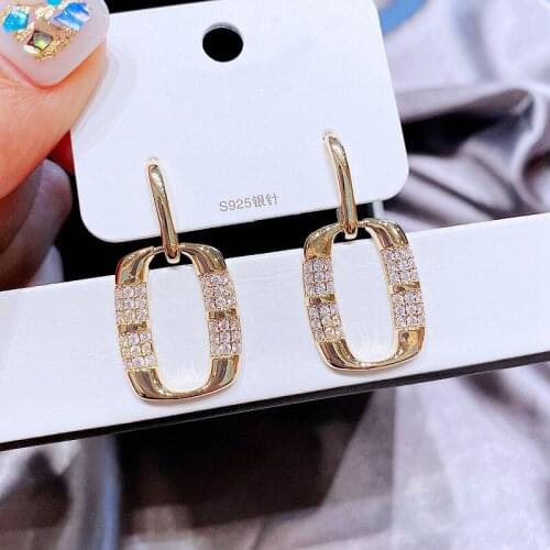 MIGGA Micro Paved Cubic Zircon Geometric Hanging Earrings Gold Color Plated Women Party Gift Jewelry