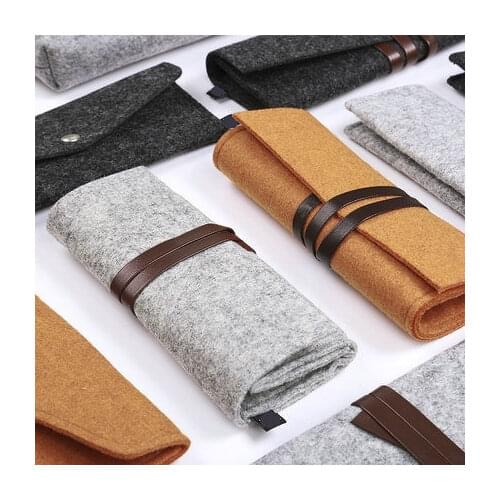 Creative Felt Pencil Bag Simple Wrap Roll Pencil Pouch For School
