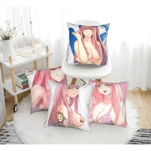 Zero Two Pink Girl 002 Goro Hiro Pillow Case Cushion Japanese Anime Body Pillow Cover Polyester Home Car Sofa Decor