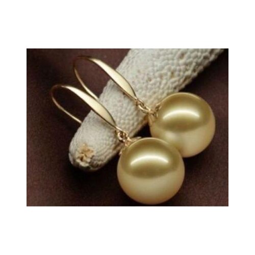 New hot 16mm natural Australian south sea golden pearl earrings new gold