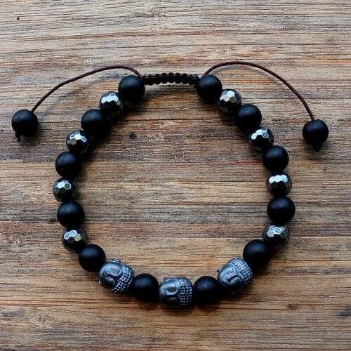 New Black Mens bracelet Hematite buddha beads friendship bracelet for women men jewelry