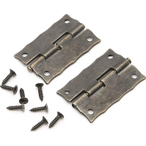 2x Antique Bronze Cabinet Furniture Door Drawer Jewellery Box Hinges 35x28mm