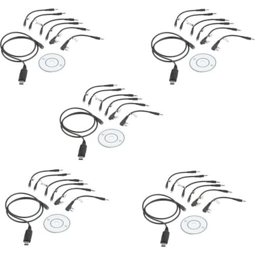 5PCS 6 in 1 6in1 USB Program Programming Cable For Baofeng UV5R UV-5R 888S Retevis RT5R H777 Kenwood Dual Radio Walkie Talkie