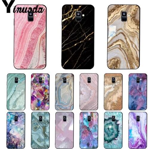 Yinuoda Blue Pink Purple Gemstone Agate Marble crystal PhoneCase For Samsung Galaxy A7 A50 A70 A40 A20 A30 A8 A6 A8 Plus A9 2018