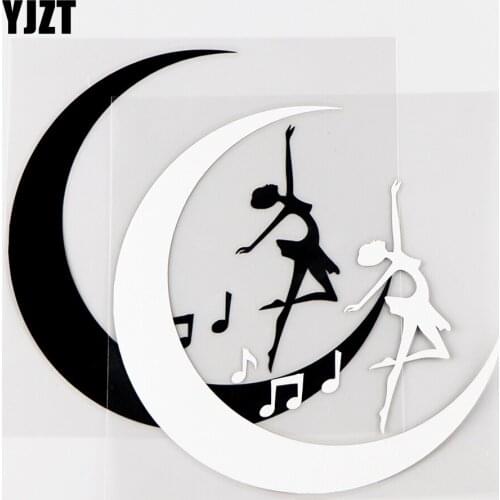 YJZT 13×13CM Girl Dancing On The Moon Beautiful Car Stickers Vinyl Decals Black / Silver 10A-0678