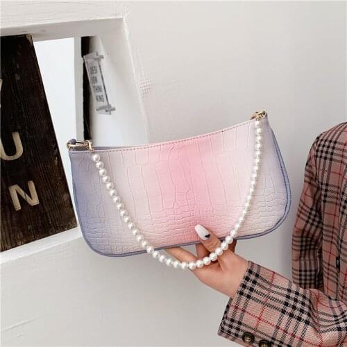 Stone Pattern PU Leather Shoulder Bags for Women 2021 Trendy Luxury Solid Color Chain Handbags Female Travel Fashion Bag