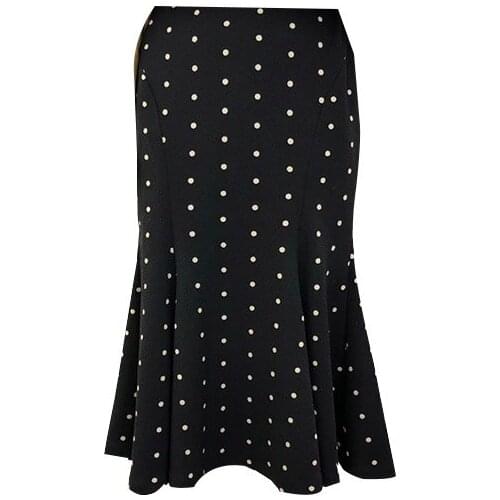 2021 Autumn and Winter New Fashion Mid-length Skirt High Waist Wave Point Elastic Fishtail Skirt Women GX1490