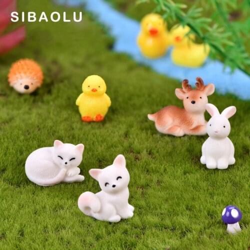 1pc Mini Rabbit deer animal Resin figurine model fairy garden sandbox home miniature ornament decoration DIY accessory New 2020
