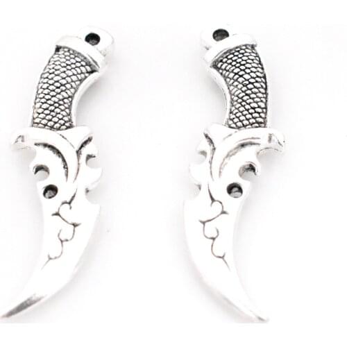 3pcs 50x15x6mm Antique Silver Plated Knife Charm Pendant DIY Handmade Necklace Keychain Jewelry Accessories