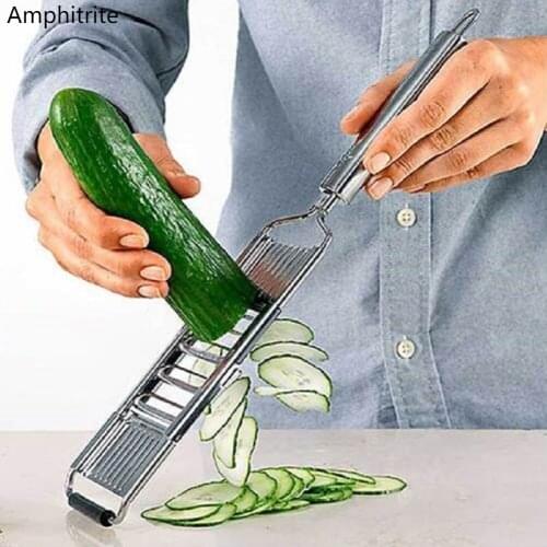 3 In 1 Multi Purpose Vegetables Slicer Stainless Steel Rubber Cutter Shredder Fruit Potatoes Peeler Carrot Rubber Kitchen Tools