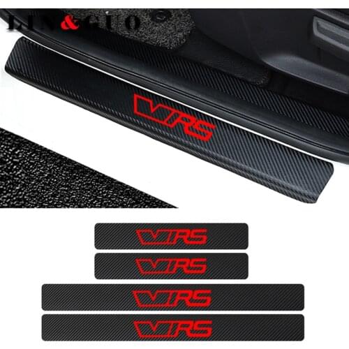 4pcs Door Carbon Fiber Car Scuff Plate sticker Vinyl Decal sticker for SKODA VRS octavia fabia rapid yeti superb