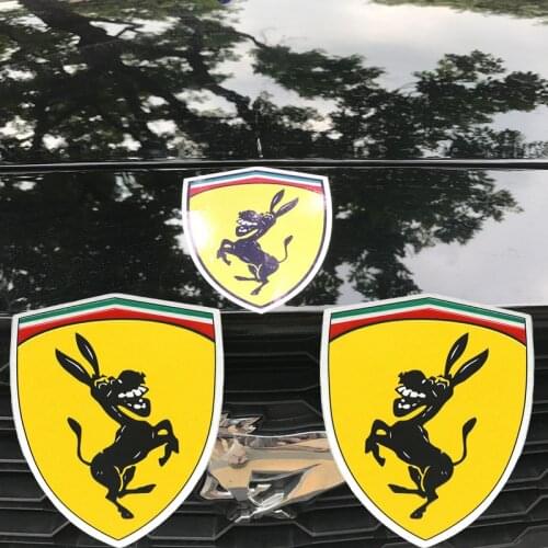 3D Aluminum Donkey Car Window Bumper Body Sticker Emblem Decal Steering wheel sticker Accessories Fit For Ferrari Ford Mustang