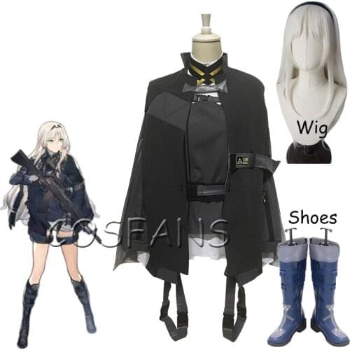 Anime! Girls' Frontline AN-94 Tactics Maiden Commander Combat Suit Gothic Uniform Cosplay Costume Custom-made Wigs and shoes