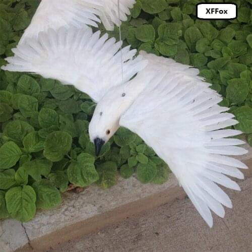 Big real life wings pigeon model foam&feather white dove bird doll about 35x55cm xf0061