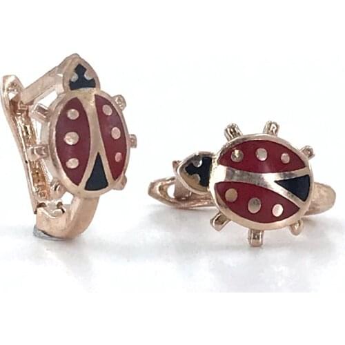 Ladybug Gold Model Child Tag Earrings