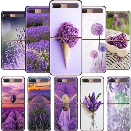 Black Hard Phone Case For Samsung Galaxy Z Flip Cover For ZFlip 5G Luxury Back Capa Thin Fundas Bag Lavender Fashion Coque Shell