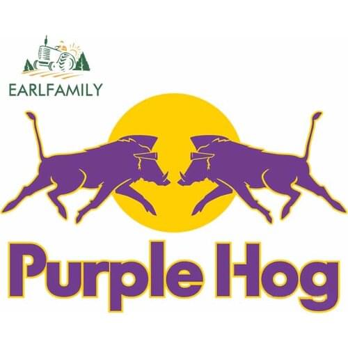 EARLFAMILY 13cm x 8.5cm for Purple Hog Sports Car Stickers Creative Funny Pattern Sticker Waterproof Laptop Helmet Car Decal
