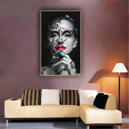 Figure Painting Model Fingertip Blue Butterfly Nordic Decorative Painting Porch Living Room Corridor Study Room Hotel Painting