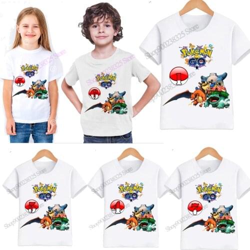 Digital POKEMON T Shirt Color Cartoon Baby Kids Boys Girls Children Cotton Short Sleeves Summer Birthday Clothing TeeToddler