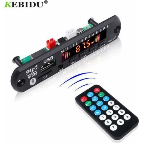 KEBIDU Wireless Bluetooth 5.0 MP3 WMA Decoder Board Car MP3 Player Audio USB TF FM Radio Module 5V 12V Remote Control For Car