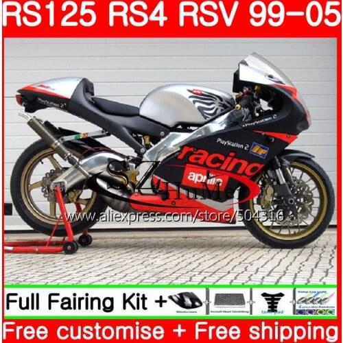 Body For Aprilia RS 125 1999 2000 2001 2002 2003 2005 84SH10 RS4 RS-125 Silver black RSV125 RS125 99 00 01 02 03 04 05 Fairings