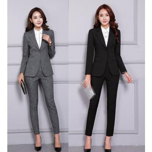 2 Piece Blazer Pants Set Women Office Lady Pant Suits Business Work Wear Jacket Trousers Elegant Autumn Formal Clothing 2019 4XL