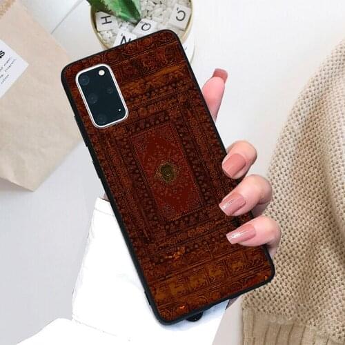 For Samsung Galaxy Rustic Engraved Leather Book Cover Design Soft TPU Black Border Samsung Galaxy Case